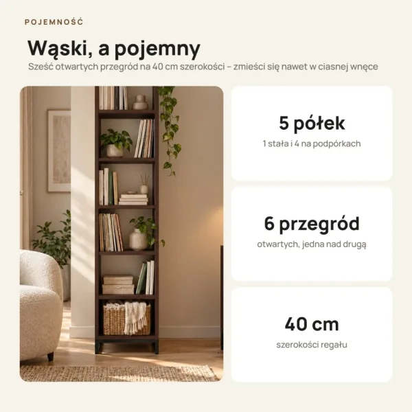Regał metalowy pojedynczy wenge - kolekcja Metalove