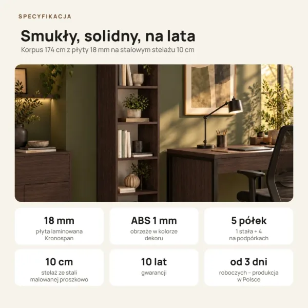 Regał metalowy pojedynczy wenge - kolekcja Metalove