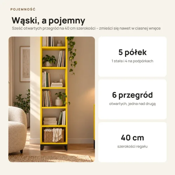 Regał metalowy pojedynczy żółty - kolekcja Metalove