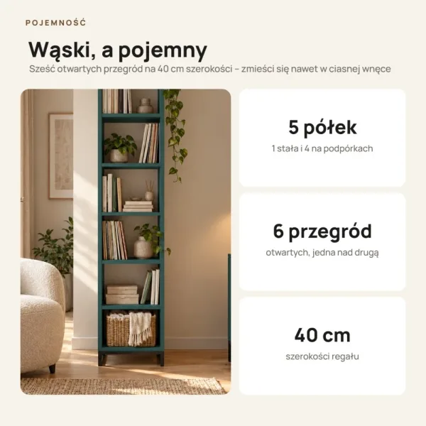 Regał metalowy pojedynczy zielony - kolekcja Metalove