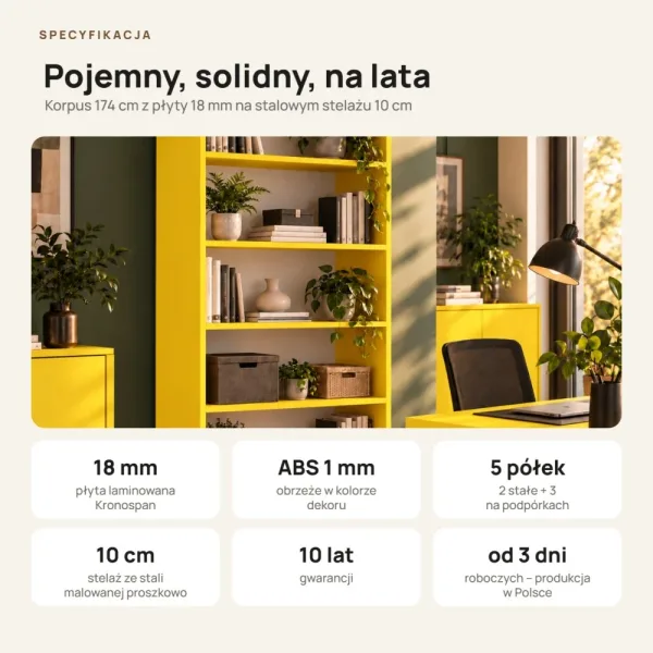 Regał metalowy podwójny żółty - kolekcja Metalove