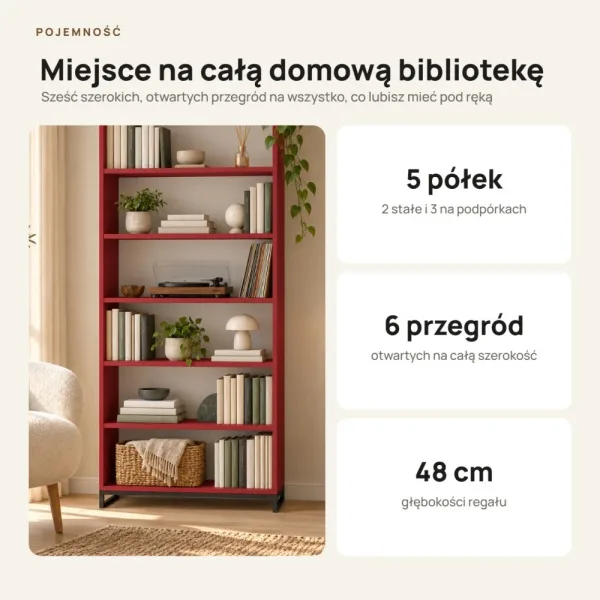 Regał metalowy podwójny czerwony - kolekcja Metalove