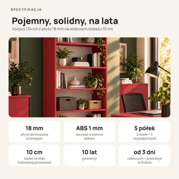 Regał metalowy podwójny czerwony - kolekcja Metalove