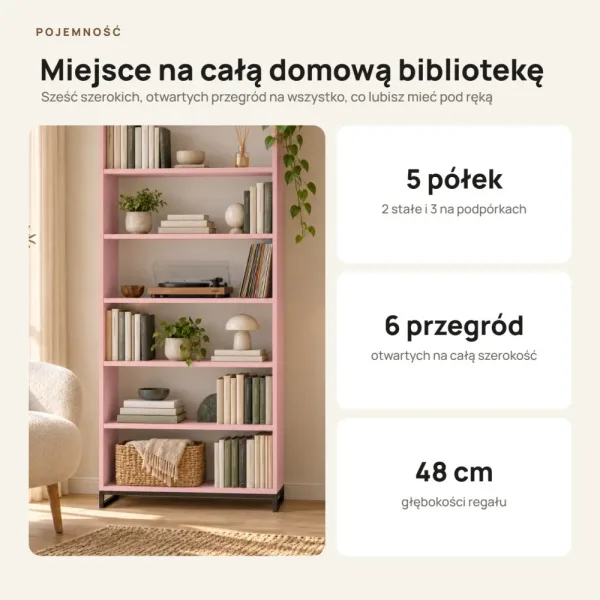 Regał metalowy podwójny różowy - kolekcja Metalove