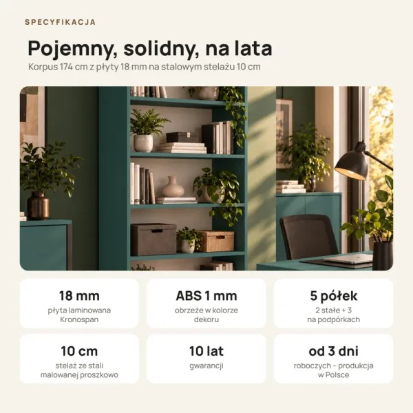 Regał metalowy podwójny zielony - kolekcja Metalove
