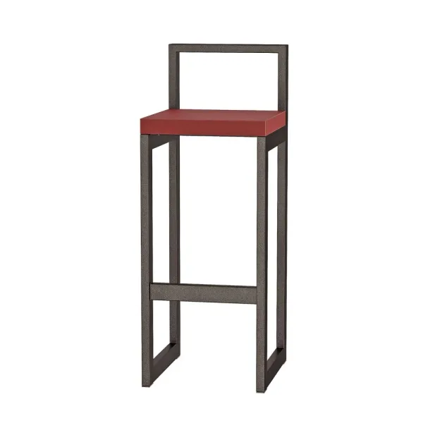 Metalowy Hoker loft z oparciem - Czerwony