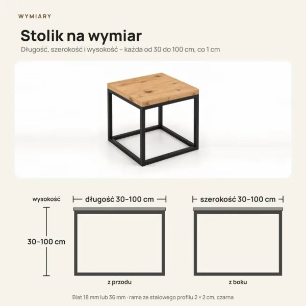 Stolik kawowy metalowy - Dąb Artisan
