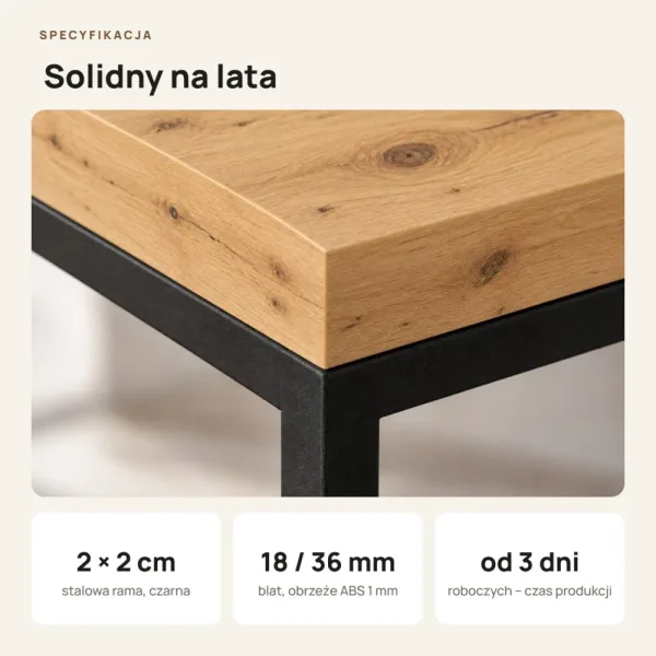 Stolik kawowy metalowy - Dąb Artisan