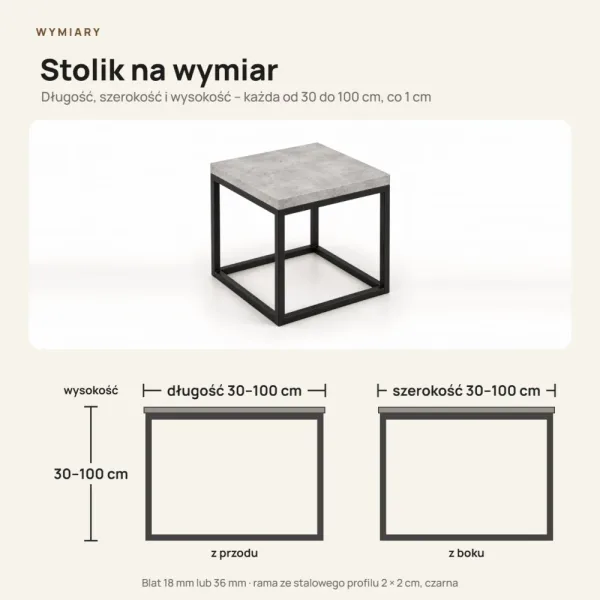 Stolik kawowy metalowy - Beton