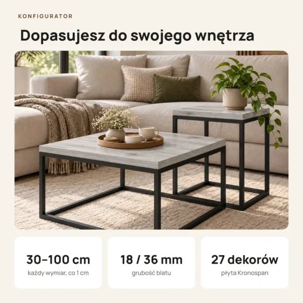 Stolik kawowy metalowy - Beton