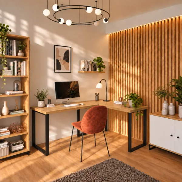 Biurko narożne loft - Dąb Złoty