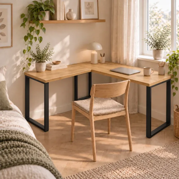 Biurko narożne loft - Dąb Złoty
