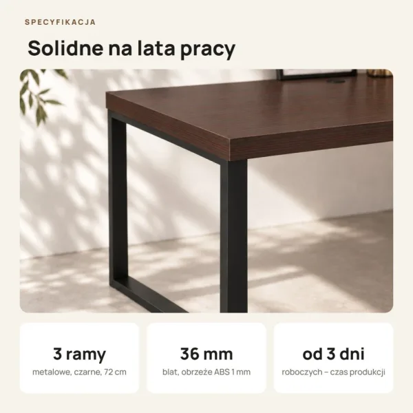 Biurko narożne loft - Wenge
