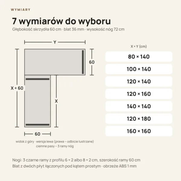 Biurko narożne loft - Beton