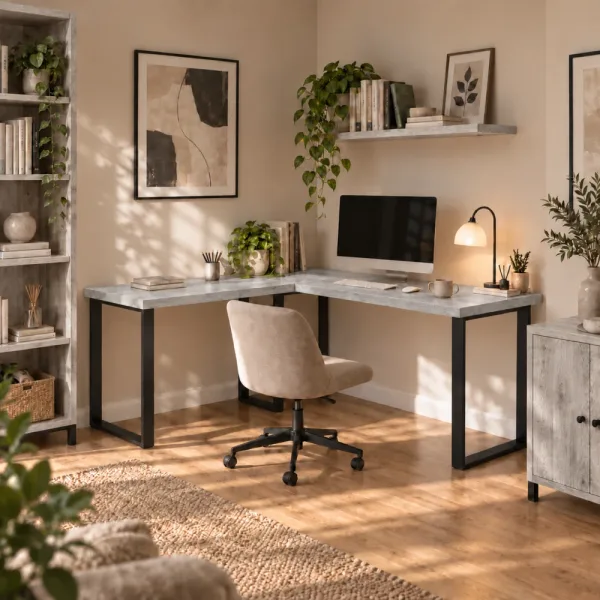 Biurko narożne loft - Beton