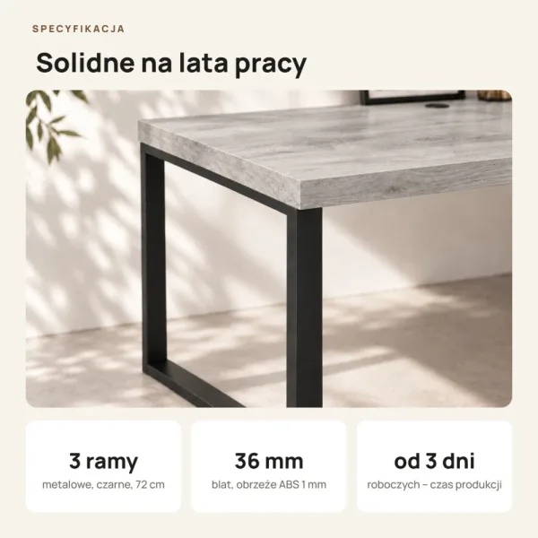 Biurko narożne loft - Beton