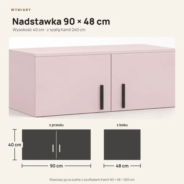 Nadstawka do szafy Kamil - Różowa