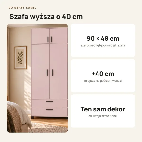 Nadstawka do szafy Kamil - Różowa