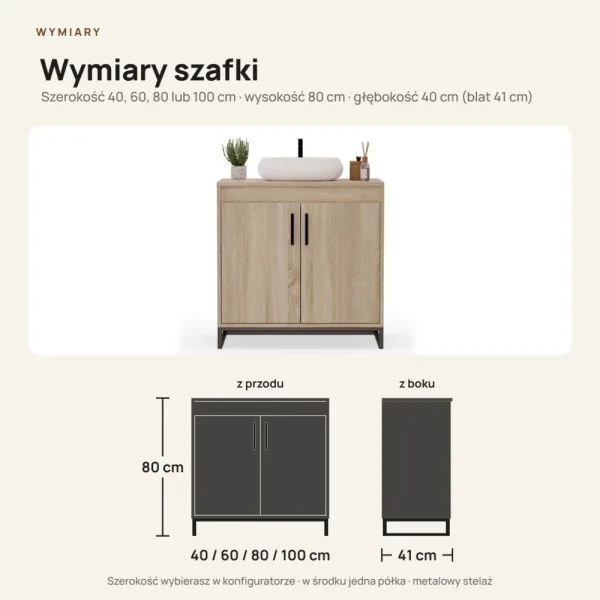 Szafka pod umywalkę - Dąb Artisan