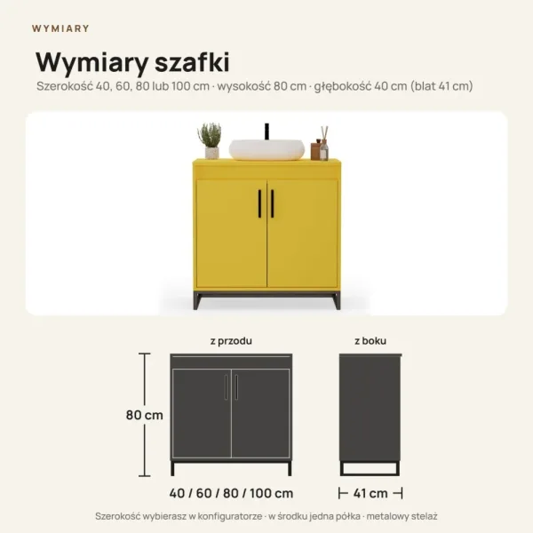 Szafka pod umywalkę - Żółty