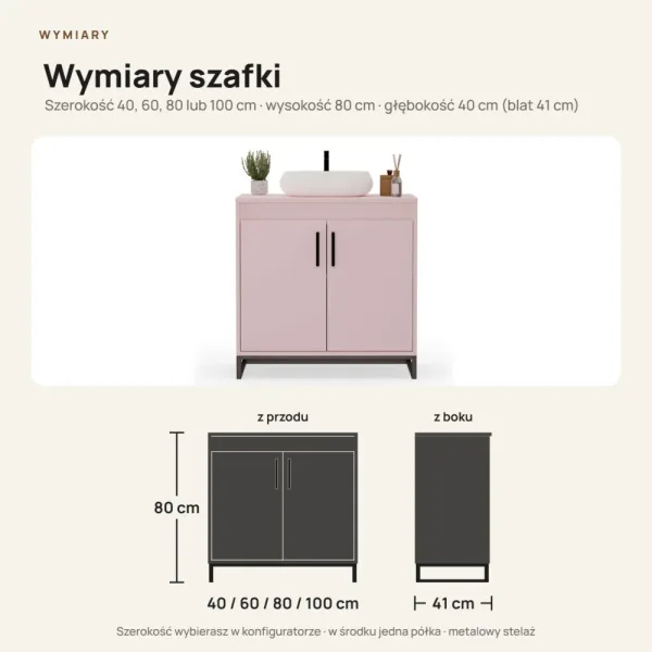 Szafka pod umywalkę - Różowy