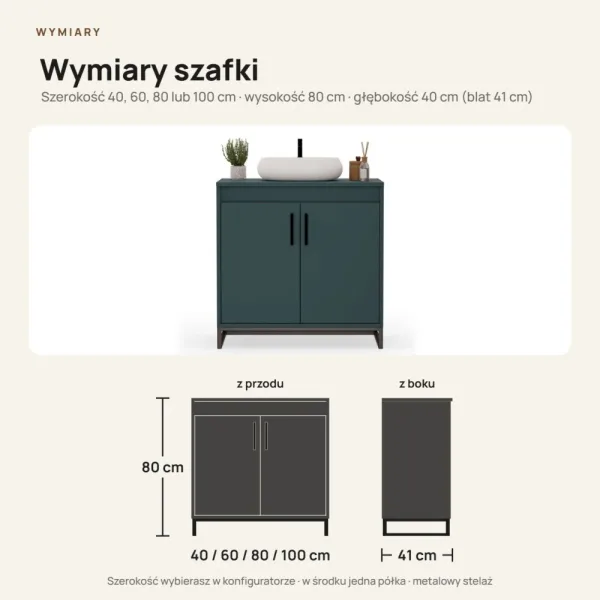 Szafka pod umywalkę - Zielony