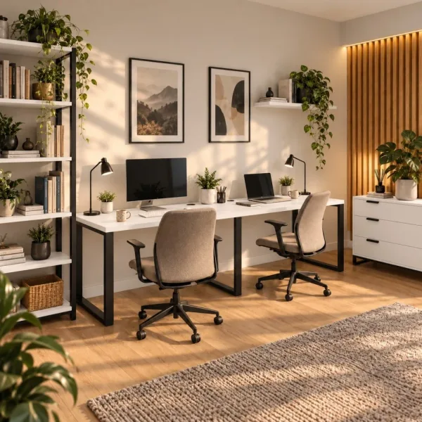 Biurko podwójne Iron Duo Loft - Biały