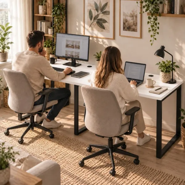 Biurko podwójne Iron Duo Loft - Biały