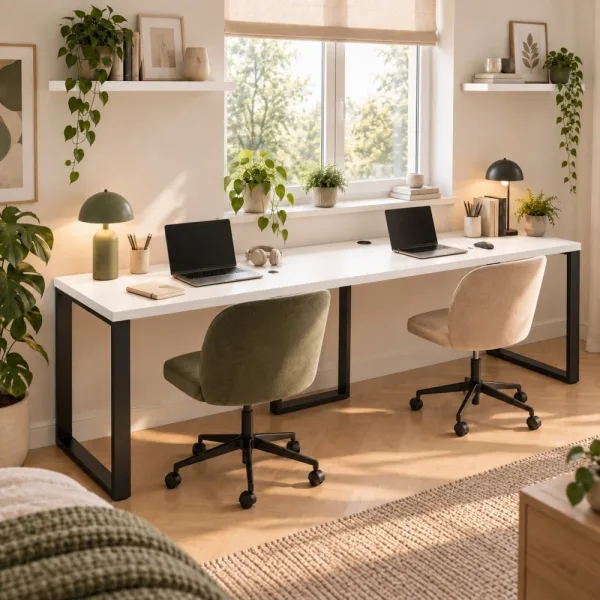 Biurko podwójne Iron Duo Loft - Biały