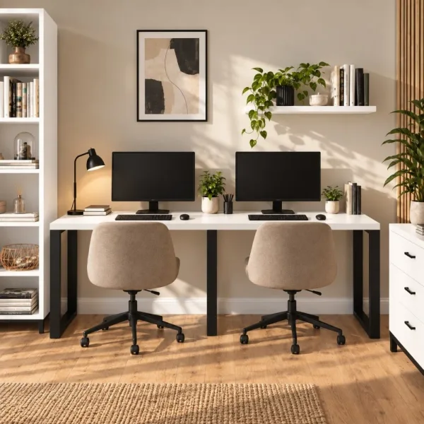 Biurko podwójne Iron Duo Loft - Biały