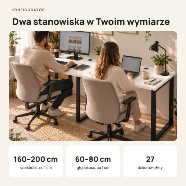 Biurko podwójne Iron Duo Loft - Biały