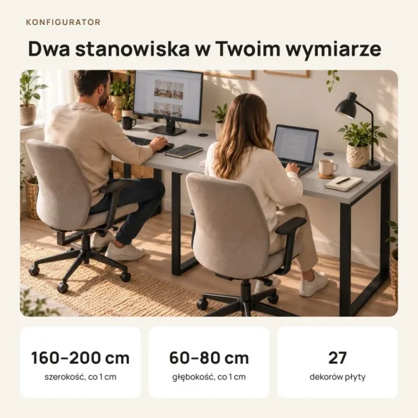 Biurko podwójne Iron Duo Loft - Szary