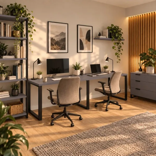Biurko podwójne Iron Duo Loft - Grafit