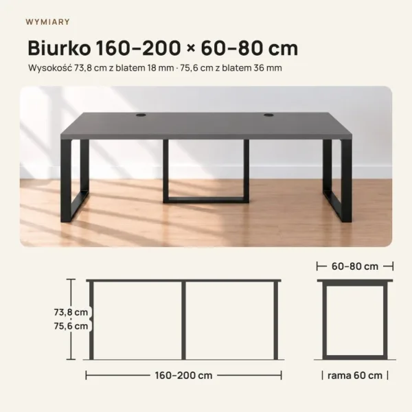 Biurko podwójne Iron Duo Loft - Grafit