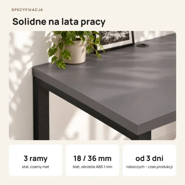 Biurko podwójne Iron Duo Loft - Grafit