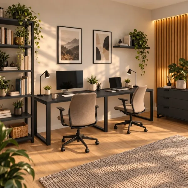 Biurko podwójne Iron Duo Loft - Czarny