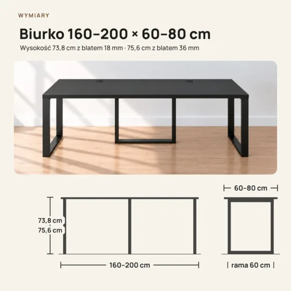 Biurko podwójne Iron Duo Loft - Czarny