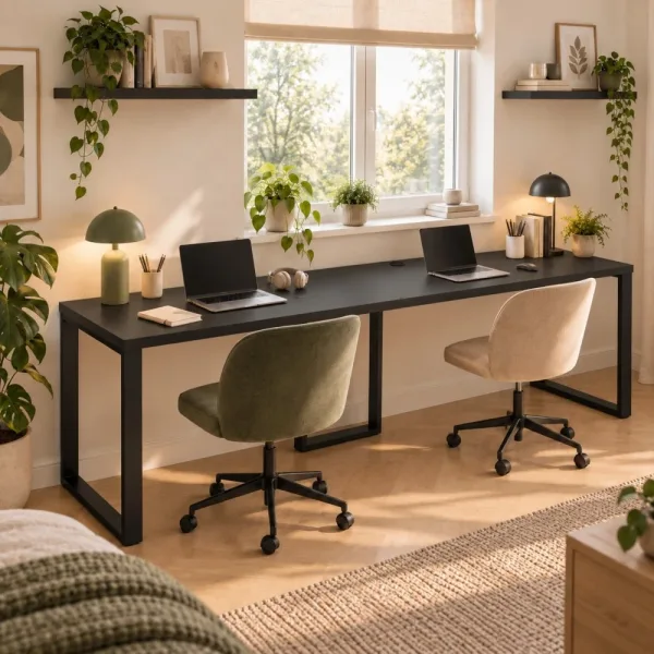 Biurko podwójne Iron Duo Loft - Czarny
