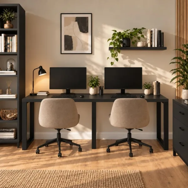 Biurko podwójne Iron Duo Loft - Czarny