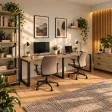 Biurko podwójne Iron Duo Loft - Dąb Kamienny