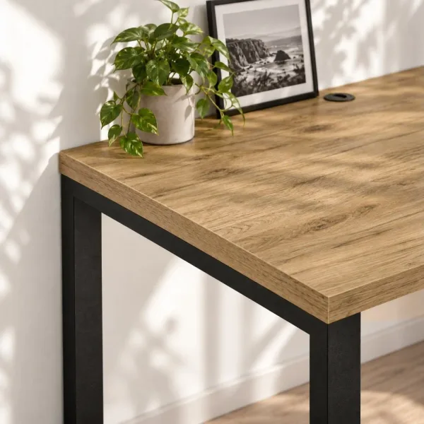 Biurko podwójne Iron Duo Loft - Dąb Kamienny