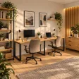 Biurko podwójne Iron Duo Loft - Dąb Złoty