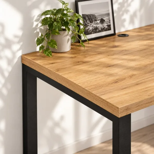Biurko podwójne Iron Duo Loft - Dąb Złoty