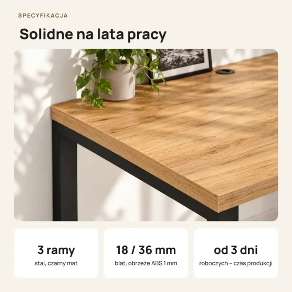 Biurko podwójne Iron Duo Loft - Dąb Złoty
