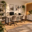 Biurko podwójne Iron Duo Loft - Dąb Sonoma
