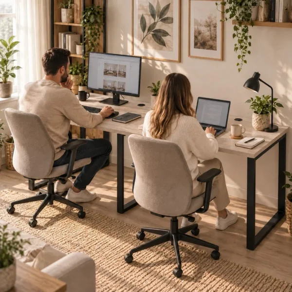 Biurko podwójne Iron Duo Loft - Dąb Sonoma