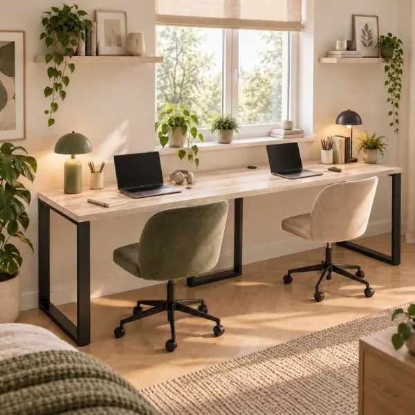 Biurko podwójne Iron Duo Loft - Dąb Sonoma