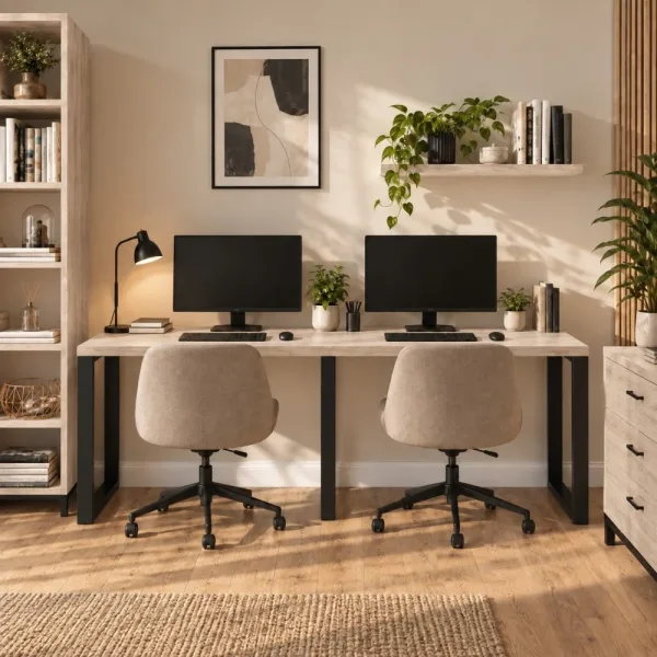 Biurko podwójne Iron Duo Loft - Dąb Sonoma