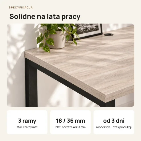 Biurko podwójne Iron Duo Loft - Dąb Sonoma