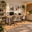 Biurko podwójne Iron Duo Loft - Dąb Artisan